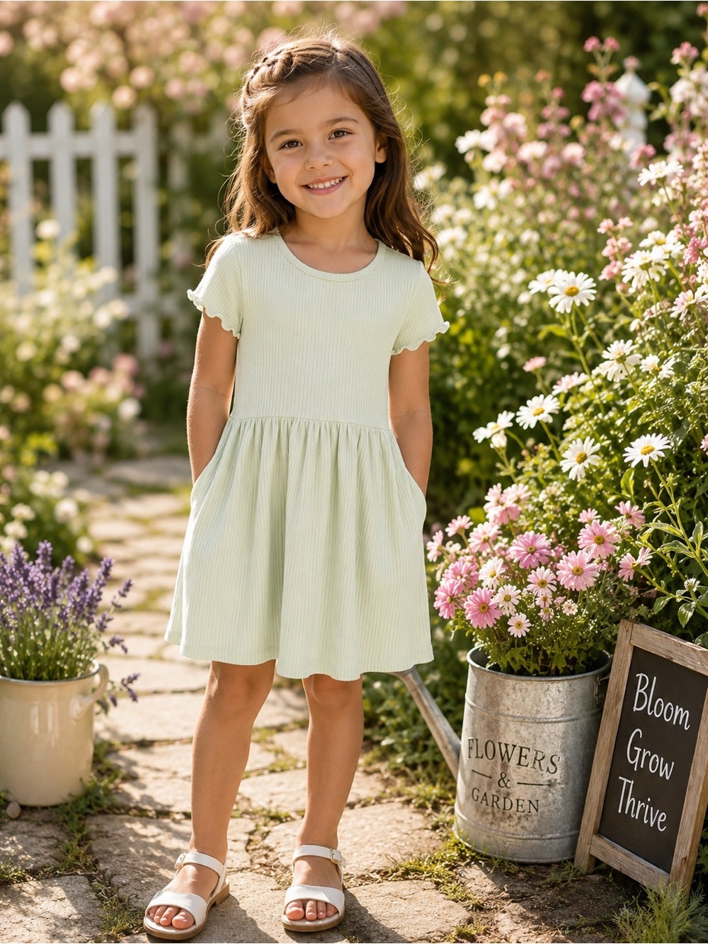 Cat & Jack Light Mint Ribbed Short Sleeve Dress